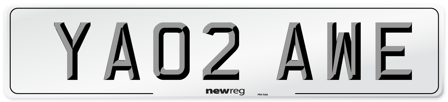 YA02 AWE Number Plate from New Reg